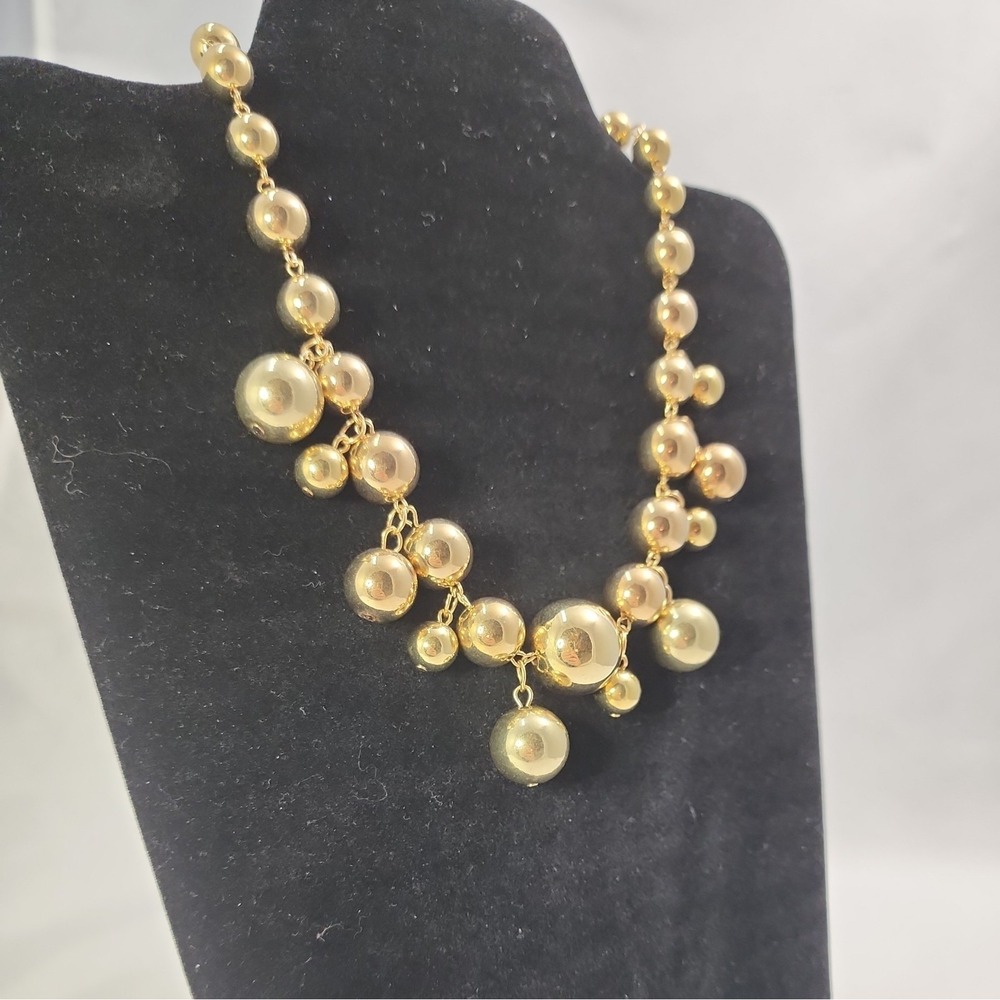 Designer Kenneth Jay Lane KJL Signed Polished Gold Tone Round Bead Necklace - Picture 7 of 7